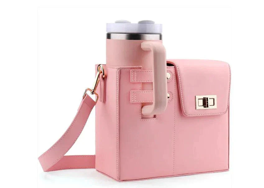 Mandotos CarryEasy Beverage Pouch - Portable PU Leather Bottle Bag