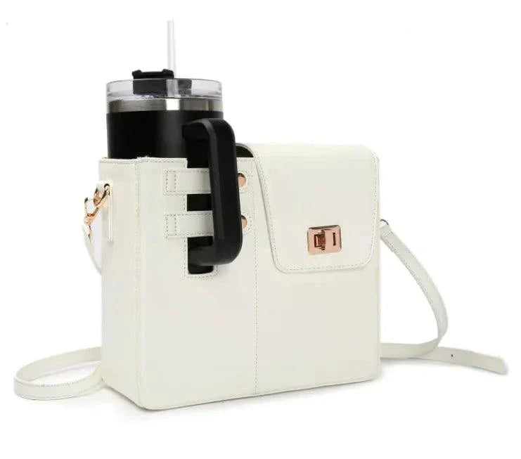 Mandotos CarryEasy Beverage Pouch - Portable PU Leather Bottle Bag