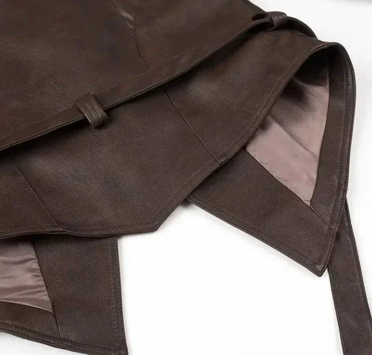 MANDOTOS Casual Long Sleeve Polyester Coat in Classic Brown