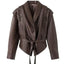 MANDOTOS Casual Long Sleeve Polyester Coat in Classic Brown