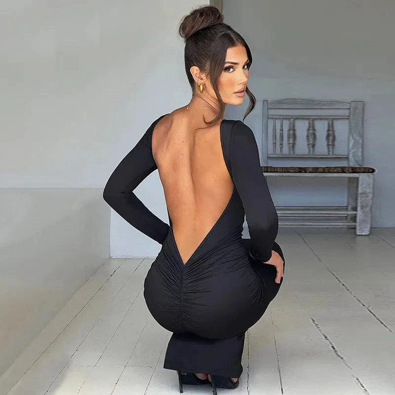 Mandotos Chic Backless Silk Dress