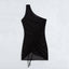 Mandotos Chic Black Mesh One Shoulder Beach Cover Up
