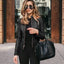 MANDOTOS Chic Faux Leather Zip Up Jacket for Women - Versatile Outerwear