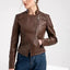 Manteau en Cuir Noir Chic Féminin Mandotos avec Détails de Style Biker