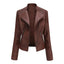 Manteau en Cuir Noir Chic Féminin Mandotos avec Détails de Style Biker