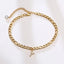 Mandotos Crystal A-Z Initial Anklet for Women - Gold Cuban Link