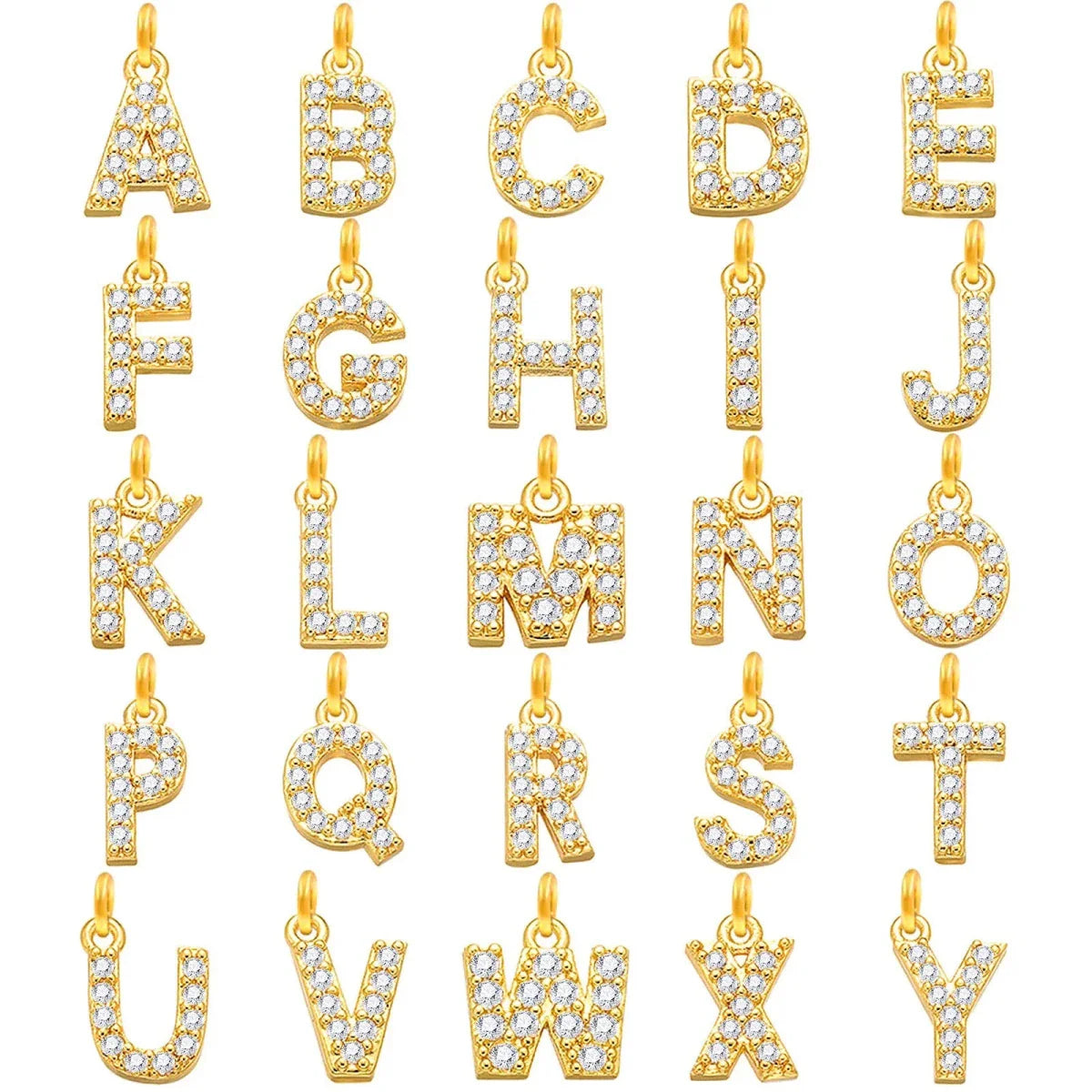 Mandotos Crystal A-Z Initial Anklet for Women - Gold Cuban Link