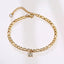 Mandotos Crystal A-Z Initial Anklet for Women - Gold Cuban Link