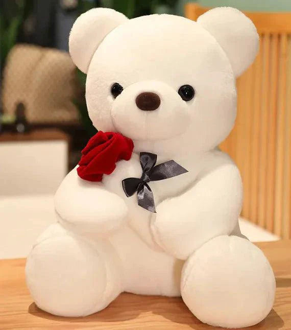 Mandotos Cuddly Rose Teddy Pillow - Plush Bear with Rose Detail