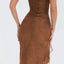 Mandotos Olive Green Ruffled Midi Dress