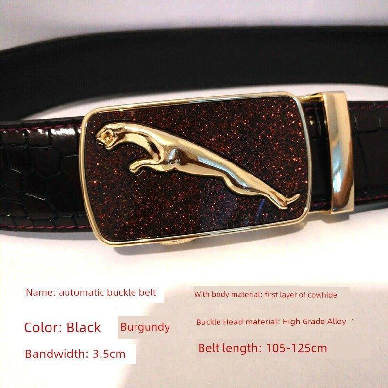 Ceinture en cuir à boucle automatique pour homme - Design léopard