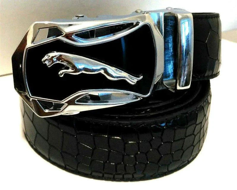 Ceinture en cuir à boucle automatique pour homme - Design léopard