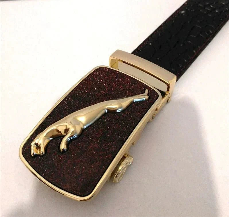 Ceinture en cuir à boucle automatique pour homme - Design léopard