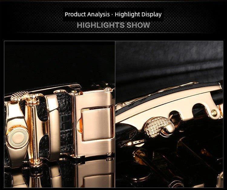 Ceinture en cuir à boucle automatique pour homme - Design léopard