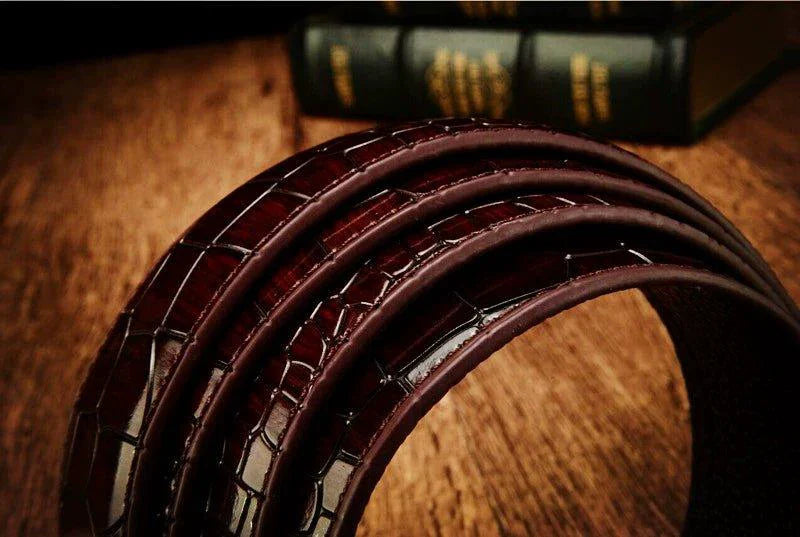 Ceinture en cuir à boucle automatique pour homme - Design léopard