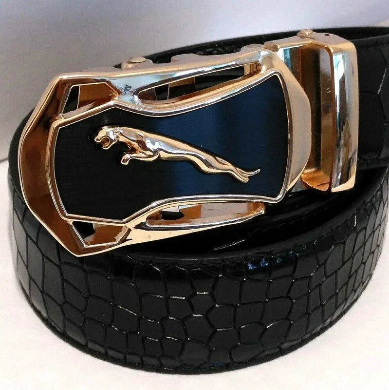 Ceinture en cuir à boucle automatique pour homme - Design léopard