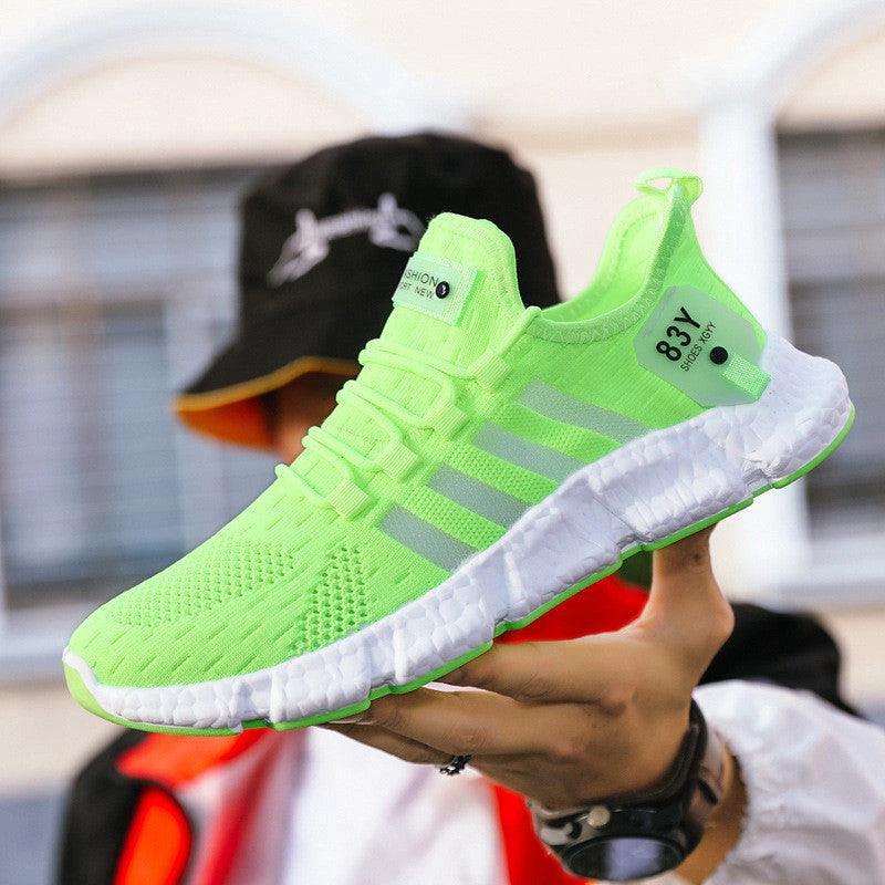 Chaussures de sport en maille respirante pour hommes avec tige en tissage volant