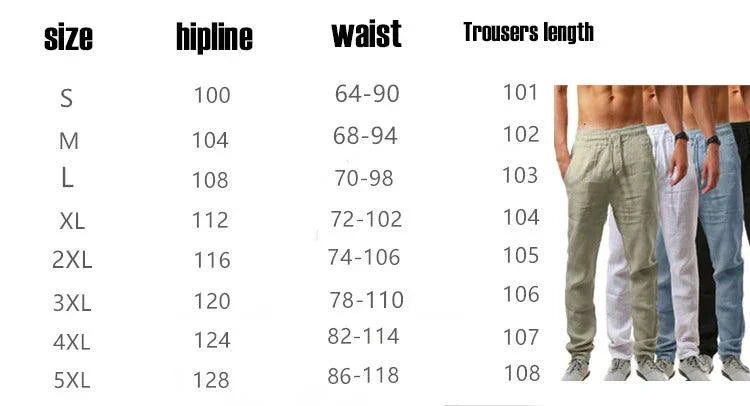 Pantalons en Coton Lin Élastiques pour Hommes