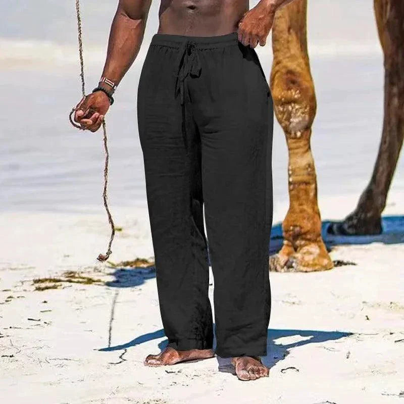 Pantalons en Coton Lin Élastiques pour Hommes
