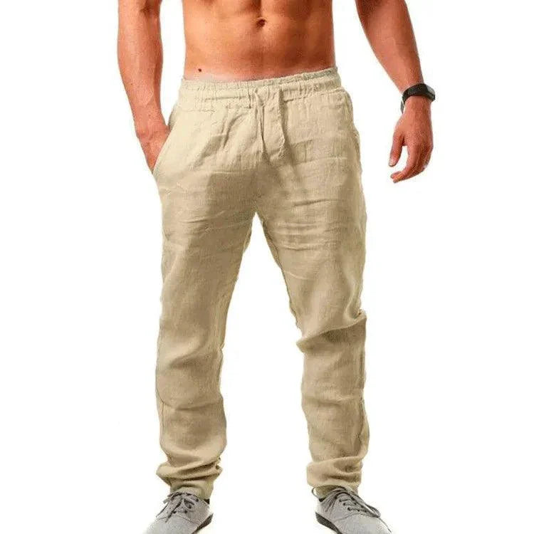 Pantalons en Coton Lin Élastiques pour Hommes