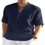 Camisa de Manga Larga de Algodón y Lino Casual para Hombre