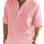 Camisa de Manga Larga de Algodón y Lino Casual para Hombre