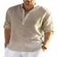 Camisa de Manga Larga de Algodón y Lino Casual para Hombre