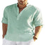 Camisa de Manga Larga de Algodón y Lino Casual para Hombre