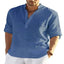 Camisa de Manga Larga de Algodón y Lino Casual para Hombre