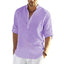 Camisa de Manga Larga de Algodón y Lino Casual para Hombre