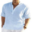 Camisa de Manga Larga de Algodón y Lino Casual para Hombre