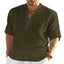 Camisa de Manga Larga de Algodón y Lino Casual para Hombre