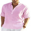 Camisa de Manga Larga de Algodón y Lino Casual para Hombre