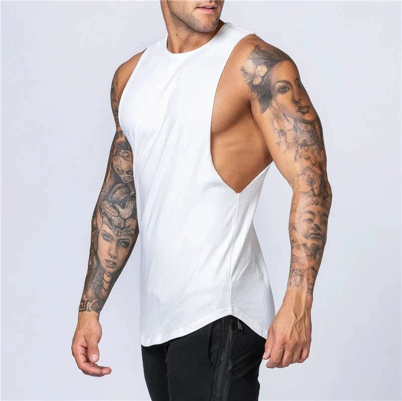 Camiseta sin mangas de algodón para hombres para entrenamientos de verano