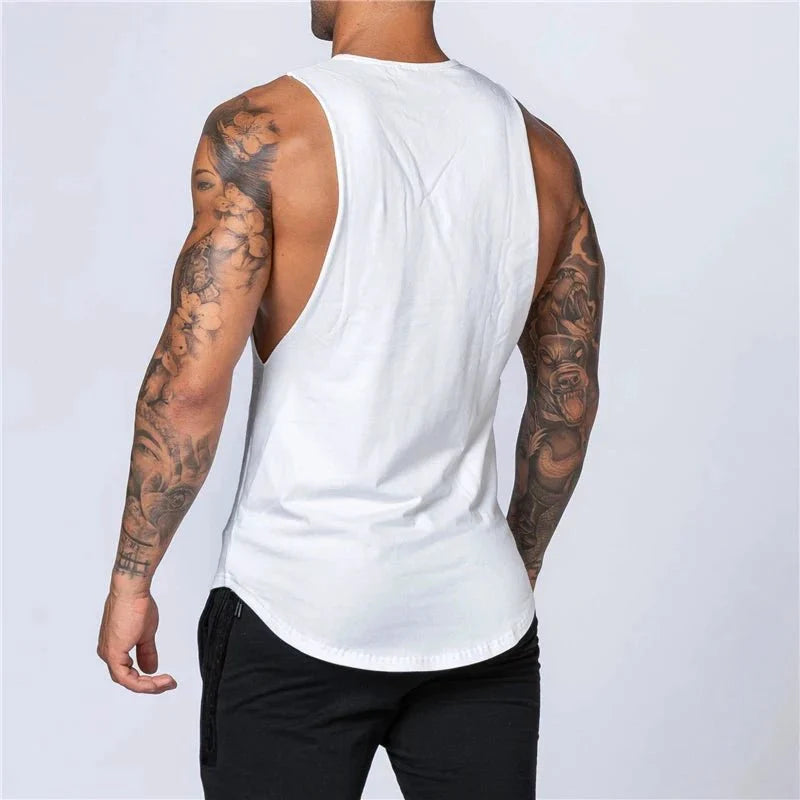 Camiseta sin mangas de algodón para hombres para entrenamientos de verano