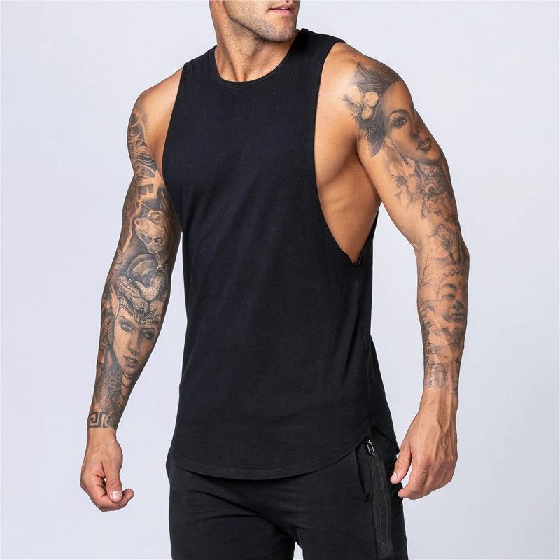 Camiseta sin mangas de algodón para hombres para entrenamientos de verano