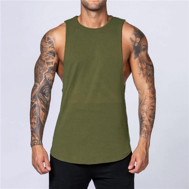 Camiseta sin mangas de algodón para hombres para entrenamientos de verano
