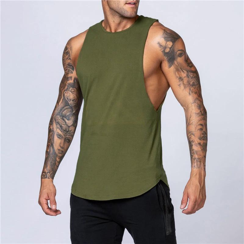 Camiseta sin mangas de algodón para hombres para entrenamientos de verano