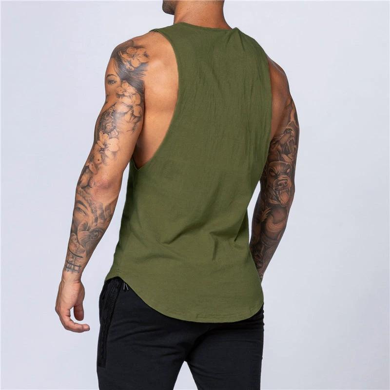 Camiseta sin mangas de algodón para hombres para entrenamientos de verano