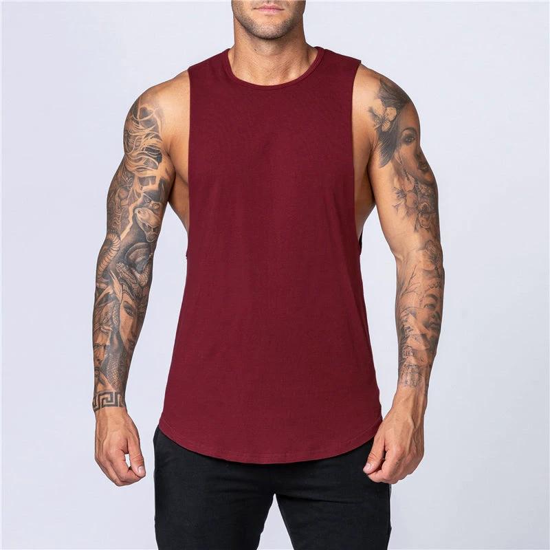 Camiseta sin mangas de algodón para hombres para entrenamientos de verano