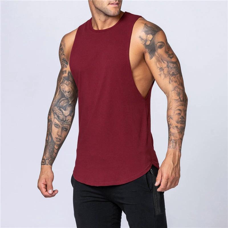 Camiseta sin mangas de algodón para hombres para entrenamientos de verano