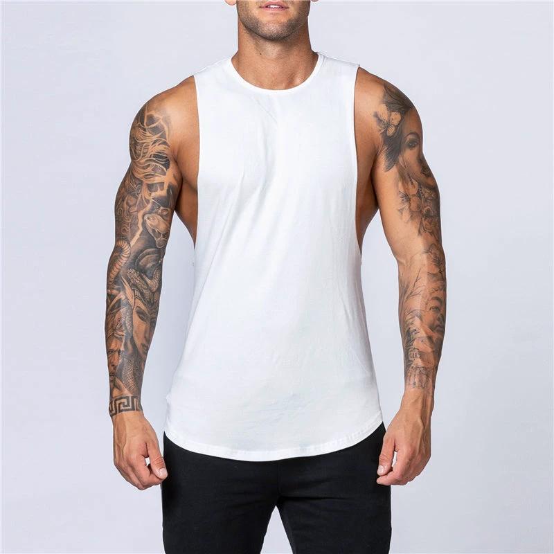 Camiseta sin mangas de algodón para hombres para entrenamientos de verano