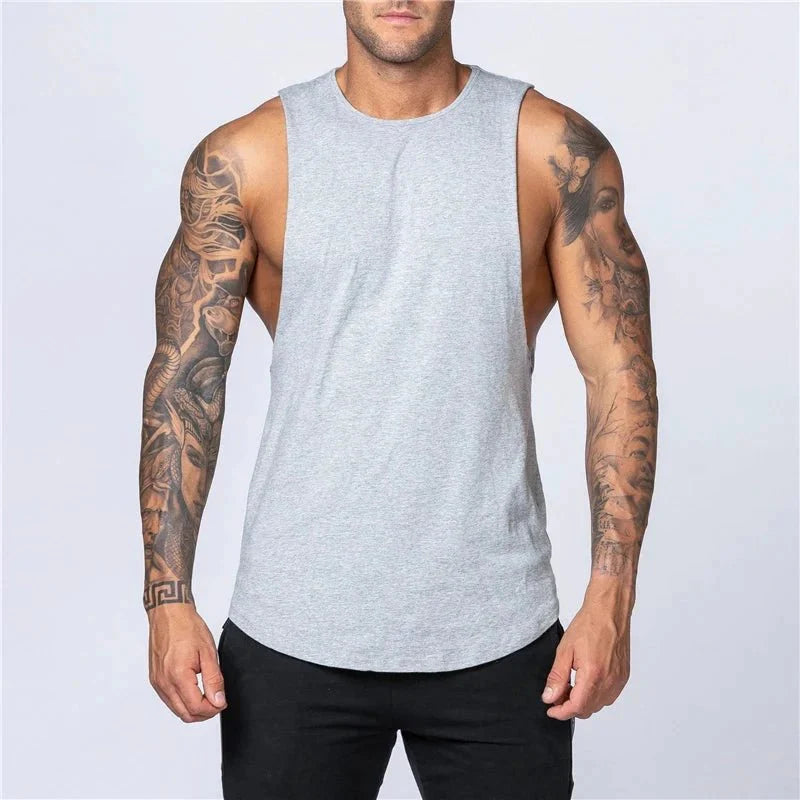 Camiseta sin mangas de algodón para hombres para entrenamientos de verano