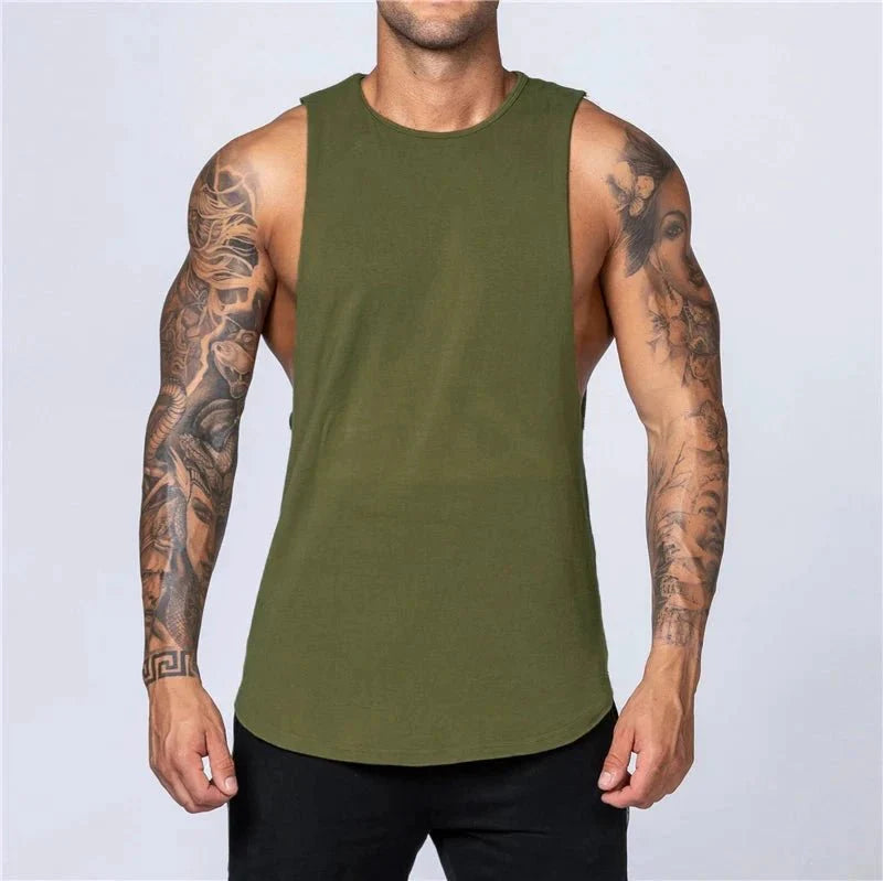 Camiseta sin mangas de algodón para hombres para entrenamientos de verano