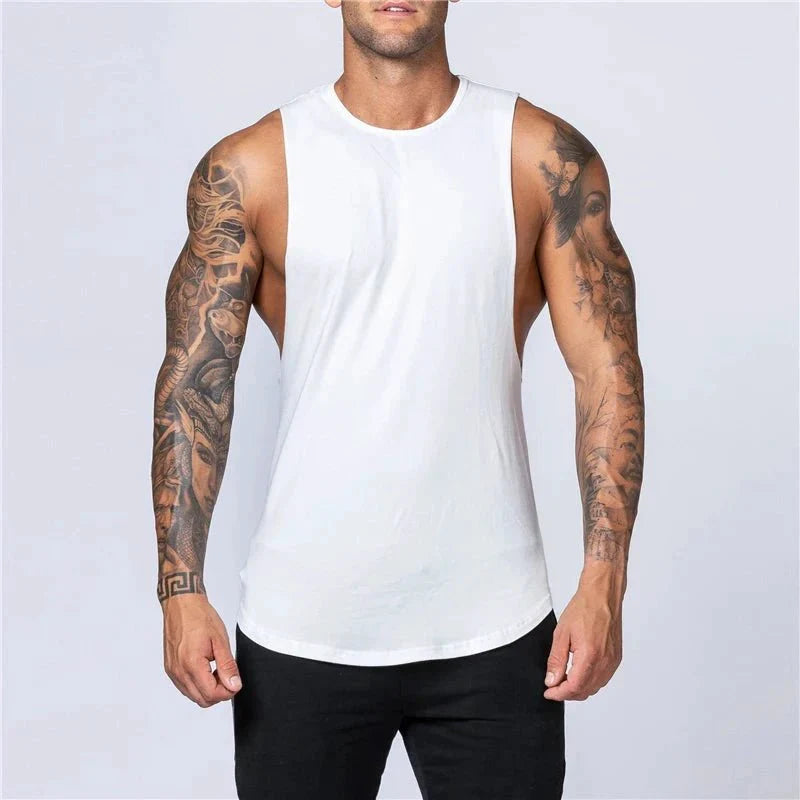 Camiseta sin mangas de algodón para hombres para entrenamientos de verano