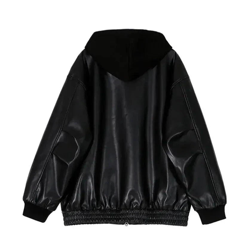 Veste en cuir à capuche premium pour hommes