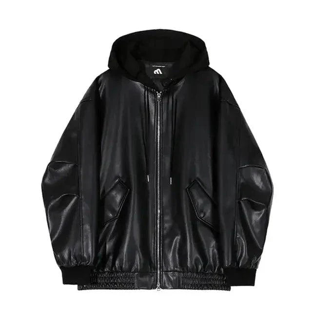 Veste en cuir à capuche premium pour hommes