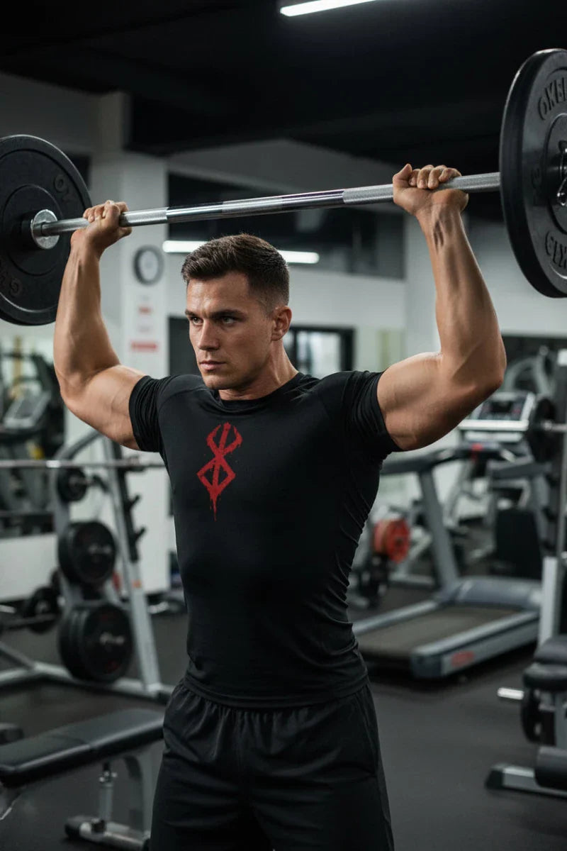 Men's Print Compression Rash Guard - Summer Workout Shirt