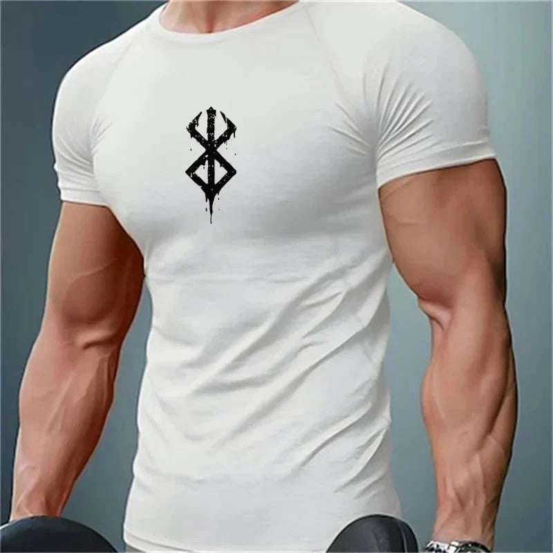Men's Print Compression Rash Guard - Summer Workout Shirt