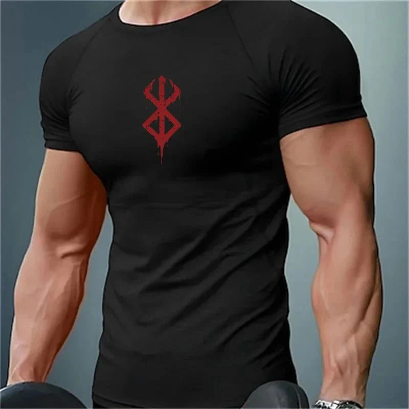 Men's Print Compression Rash Guard - Summer Workout Shirt